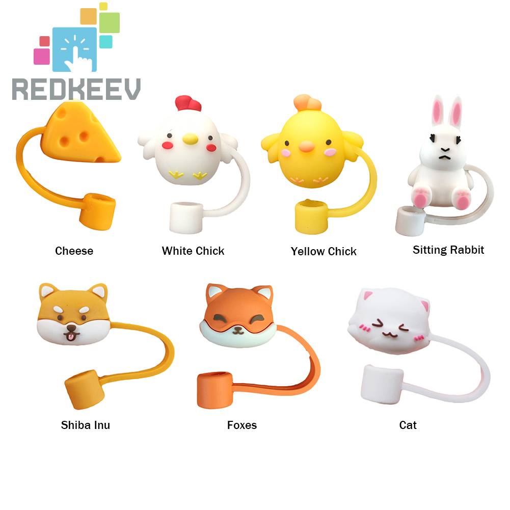 Nắp Đậy Ống Hút Bằng Silicon Họa Tiết Hoạt Hình Dễ Thương Kích Thước 6-8mm