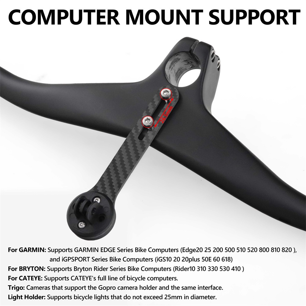 Tay Lái Xe Đạp Màu Đen Nhám Bằng Sợi Carbon Kominelo Xoay 17 Độ 28.6mm