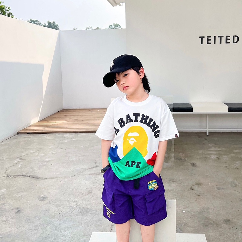 Áo Thun 100% cotton Tay Ngắn Nhuộm Màu Họa Tiết Hoạt Hình Thời Trang Mùa Hè Cho Bé Trai