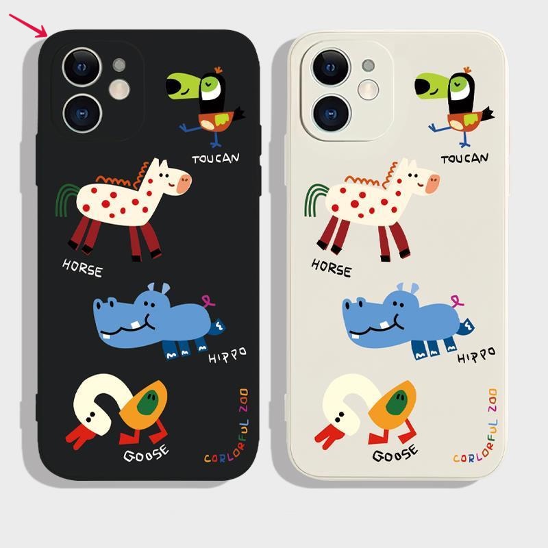 Animal family black cartoon case điện thoại chống rơi cho iphone 7 7plus 8 8plus xs xr 11 12 13 14 pro plus promax