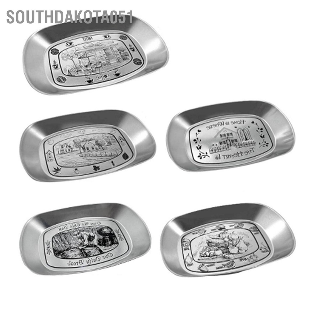 Southdakota051 Khay Đựng Hoa Quả Phong Cách Retro Thực Phẩm Thép Không Gỉ Công Suất Lớn Sâu Hơn Cỡ Nòng Tròn Các Góc Di Động Cắm Trại Bộ Đồ Ăn