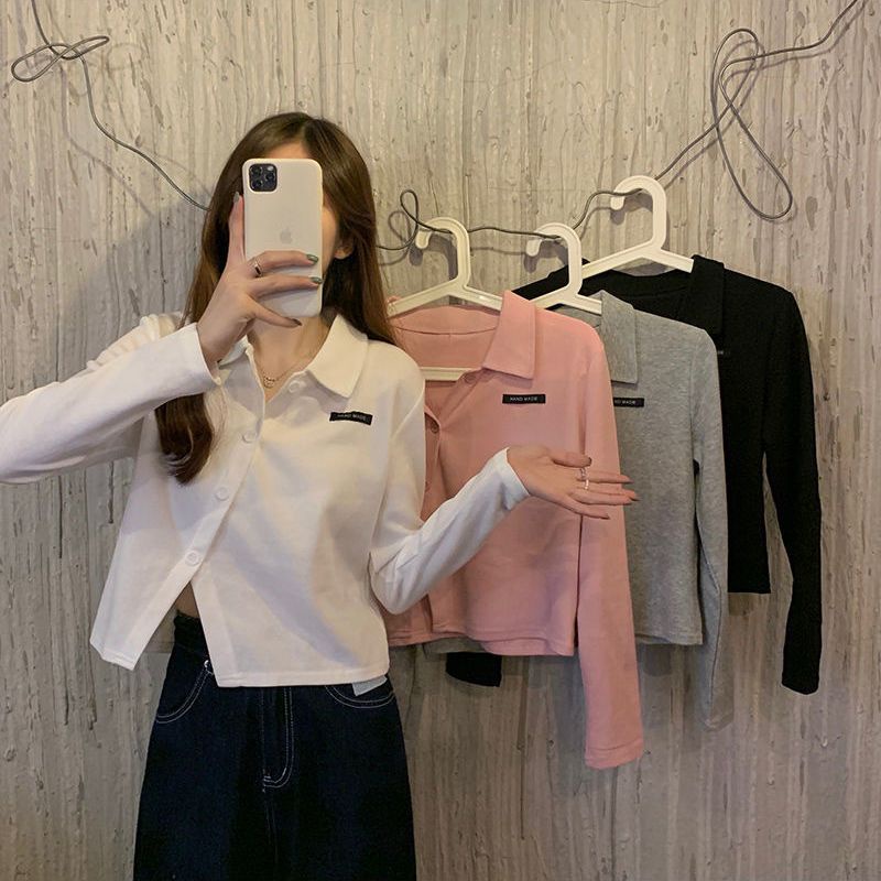 Áo Thun Lửng Tay Dài Dáng Rộng Xẻ Tà Thiết Kế Độc Đáo Dễ Phối Đồ Thời Trang Cho Nữ