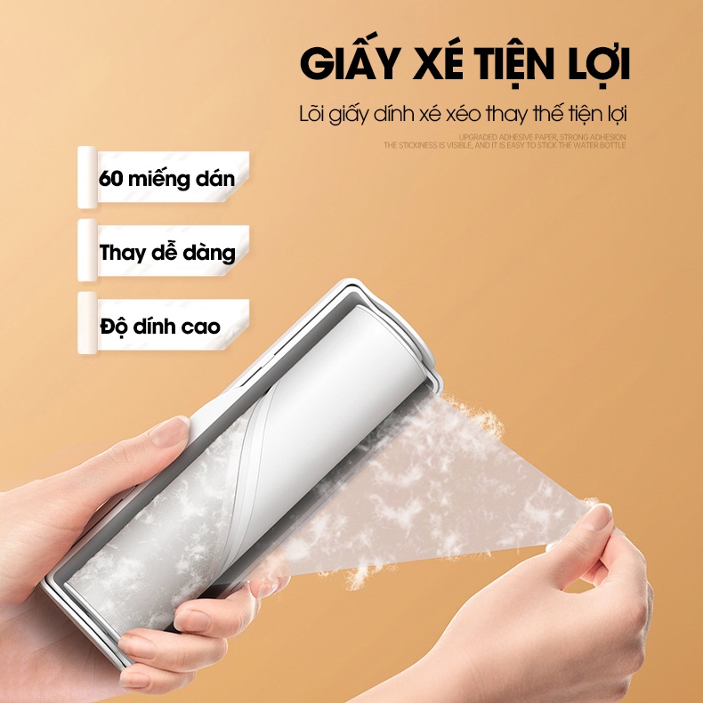 Con lăn dính tóc, lông thú cưng, bụi bông, bụi giấy cho quần áo tiện gọn nhanh chóng