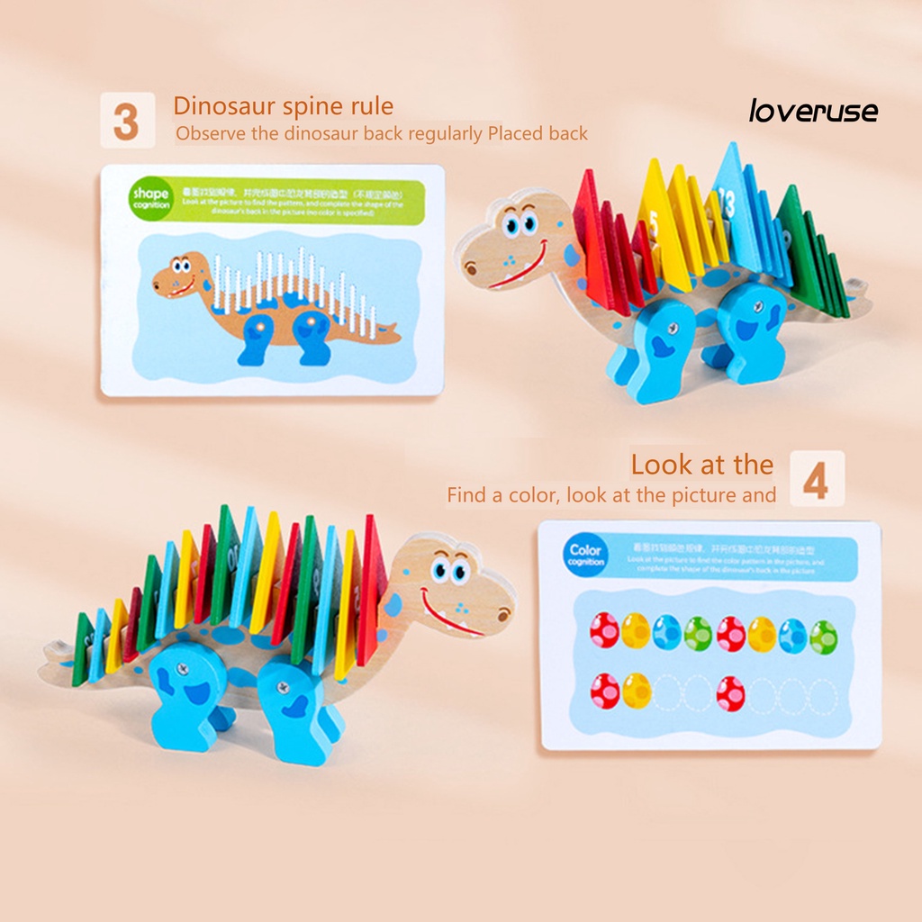 1 Bộ Đồ Chơi Xếp Hình Khủng Long Bằng Gỗ Nhận Biết Màu Sắc Dành Cho Trẻ Mẫu Giáo