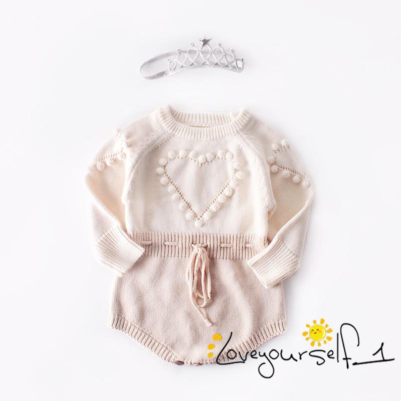 Bộ Áo Liền Quần Dài Tay Dệt Kim Cho Bé Gái Sơ Sinh B930G