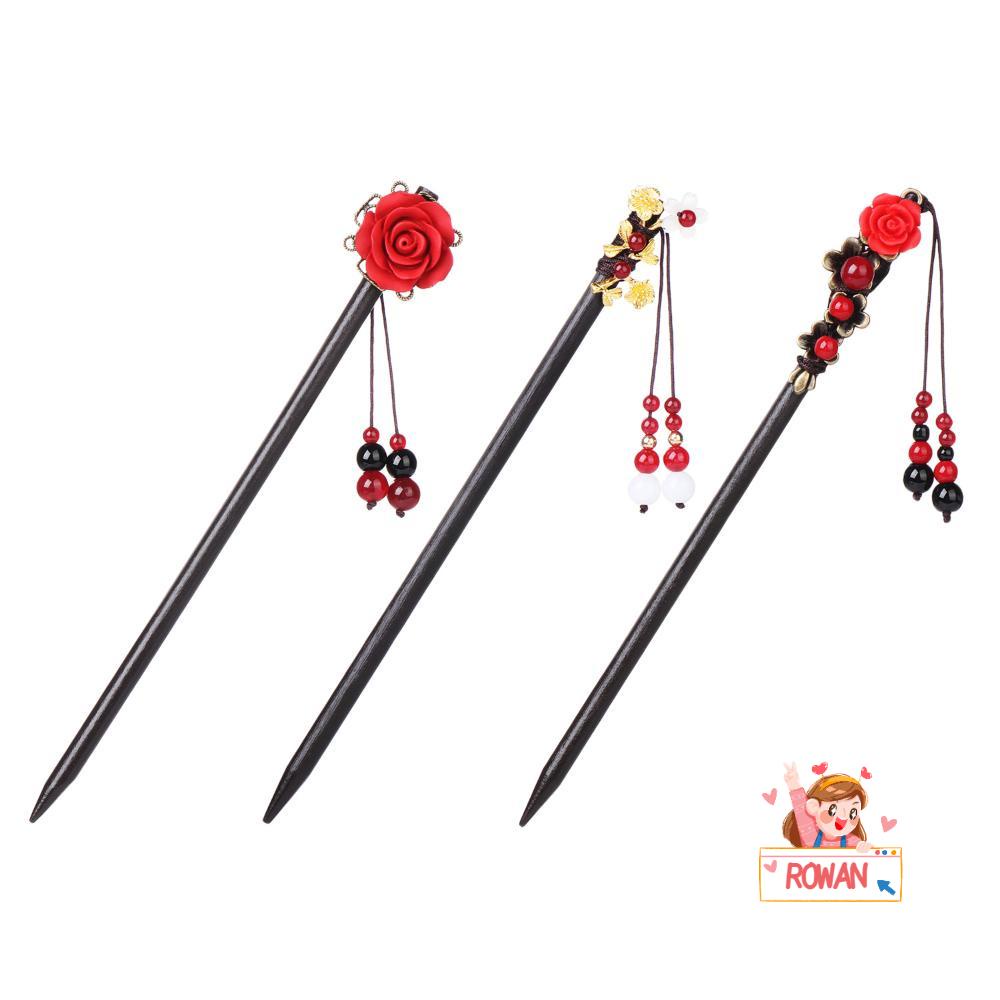 ROWANS Trâm Cài Tóc Bằng Gỗ Phong Cách Trung Hoa Cho Cô Dâu