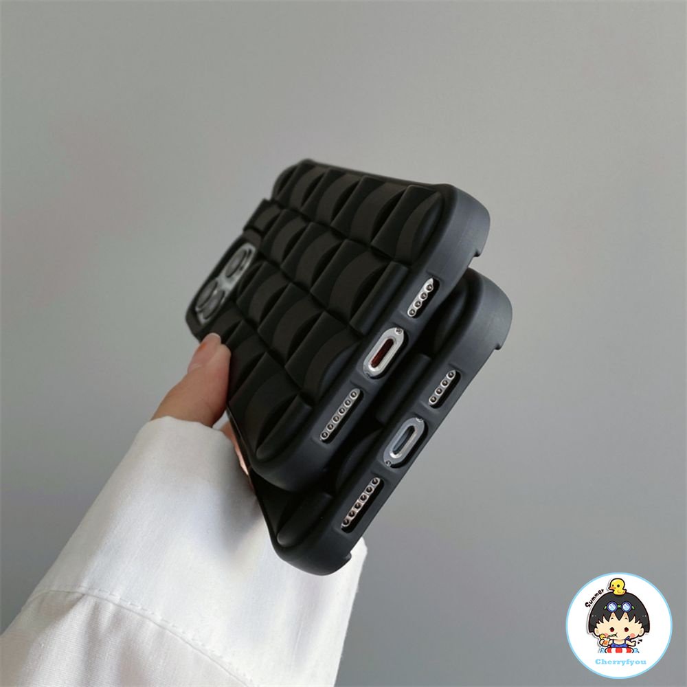 Ốp Điện Thoại TPU Mềm Họa Tiết Đan Chéo Màu Đen Sang Trọng Chống Rơi Cho IPhone 14 13 12 11 Pro Max X XR 8 7 Plus