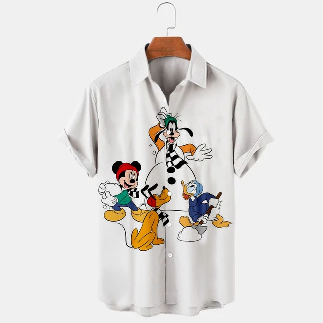 DISNEY Áo Sơ Mi Nam Tay Ngắn In Hình Chuột Mickey 3d Thời Trang
