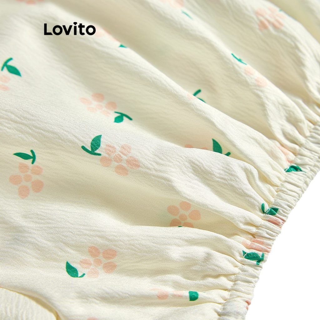Lovito Áo kiểu Boho Ditsy hoa nơ phía trước cho Nữ L56ED024 (Quả mơ)