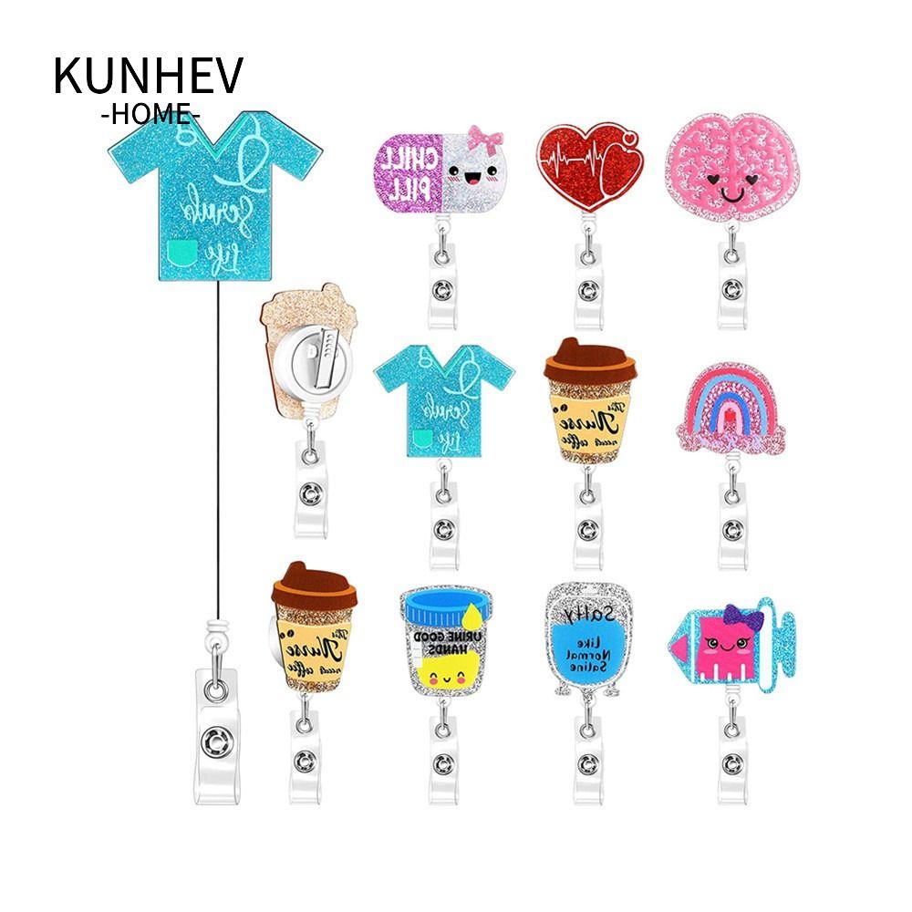 KUNHEV Set 9 Móc Khóa Y Tá Bằng Acrylic Bền Bỉ Có Thể Thu Gọn Cho Văn Phòng