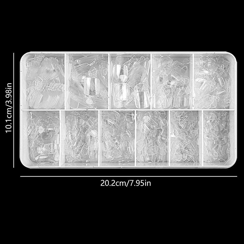 Set 550 Móng Chân Giả Trong Suốt Siêu Mỏng Dạng Nhấn Thời Trang