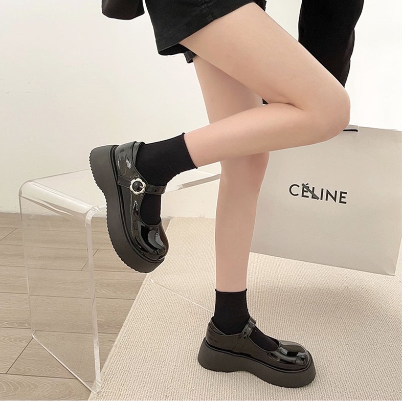 Giày Da Đế Dày Phong Cách retro Pháp Cho Nữ