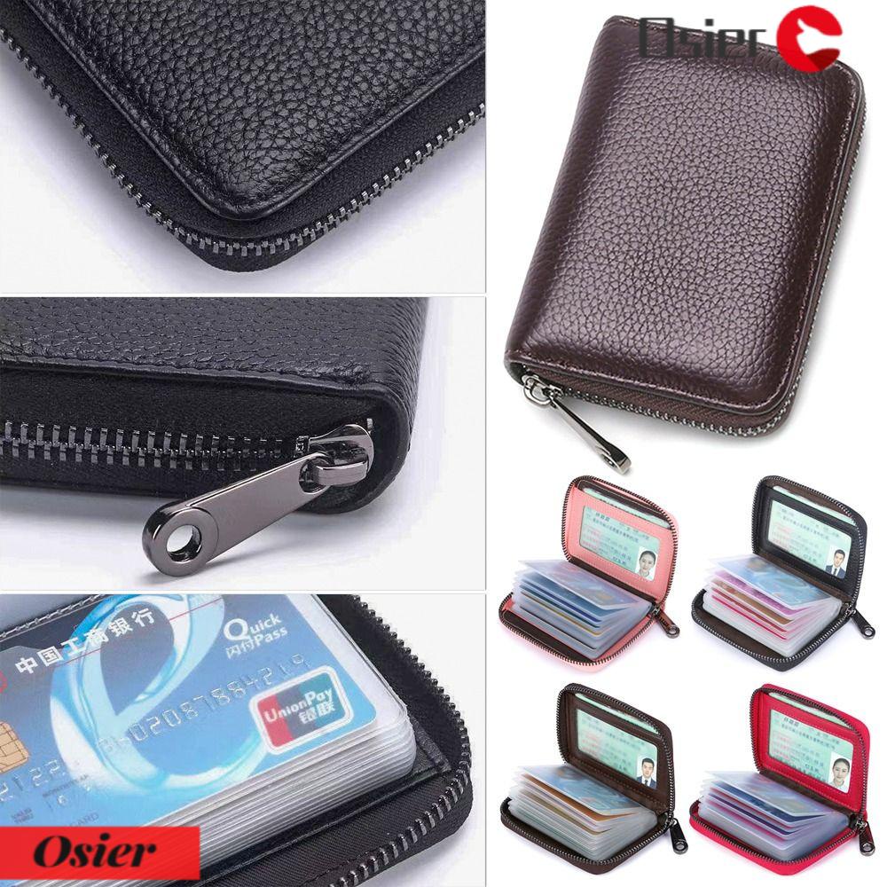 OSIER1 Ví Đựng Thẻ Đa Năng 20 Ngăn Có Khóa Kéo Thời Trang Cho Nam Nữ Ốp