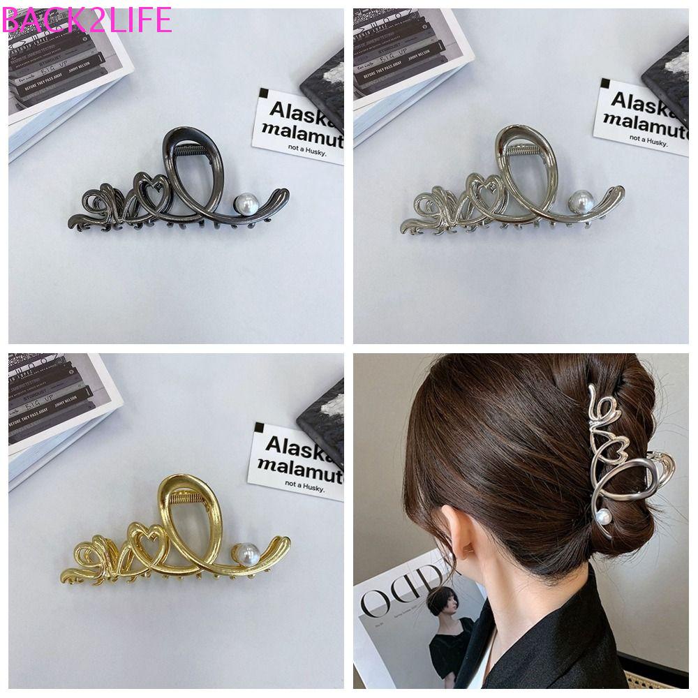 BACK2LIFE Kẹp Tóc Càng Cua Kim Loại In Chữ Love Bất Đối Xứng Thời Trang Dự Tiệc Cho Nữ