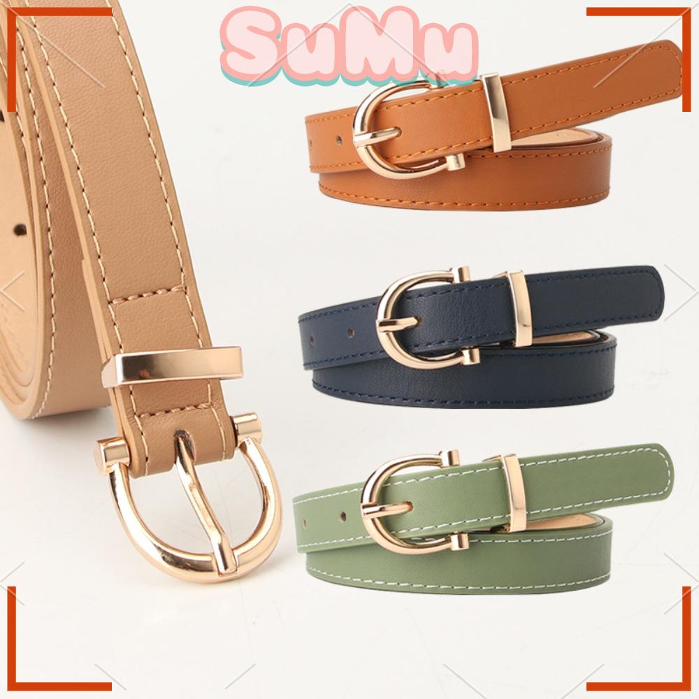 SUMU Thắt Lưng Da PU Khóa Kim Tròn Phong Cách Retro Thời Trang Cho Nữ
