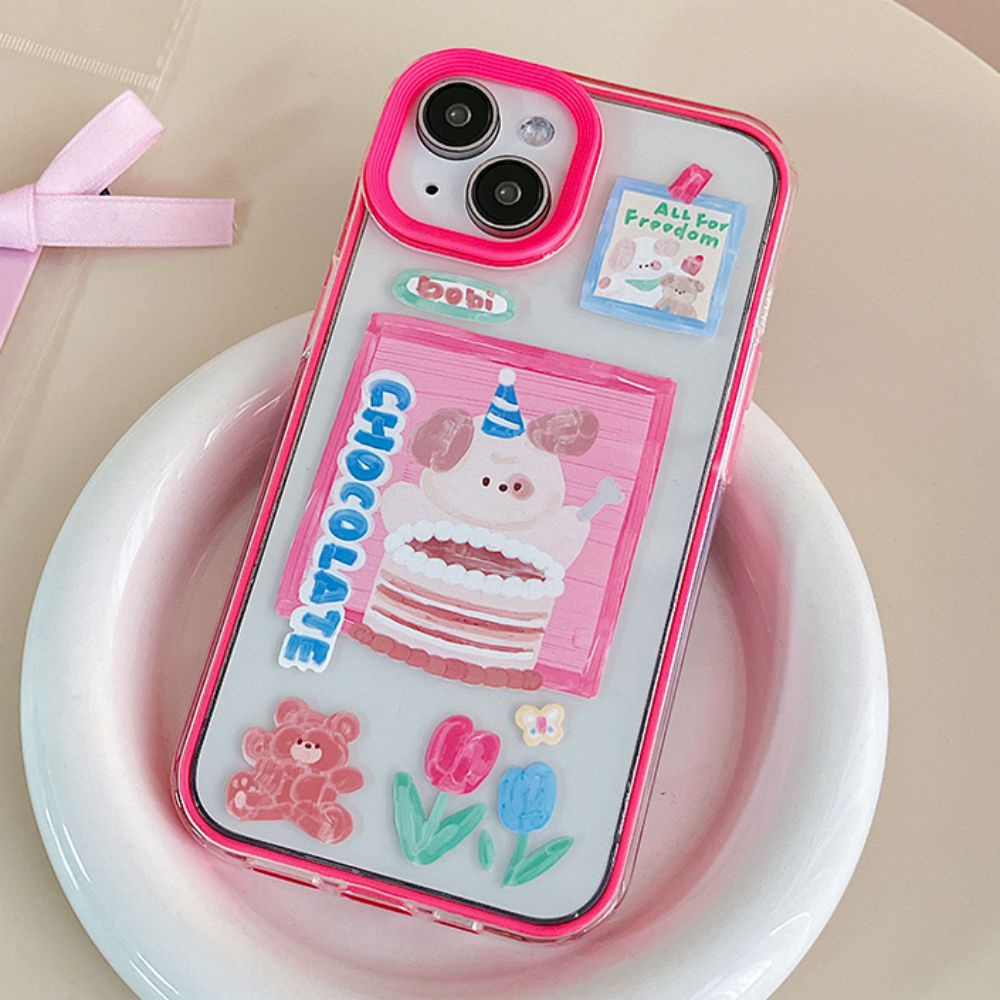 Ốp Điện Thoại TPU Mềm Chống Sốc 3 Trong 1 In Hình Gấu Dễ Thương Cho IPhone 14 13 12 11 Pro Max X XR 8 7 Plus