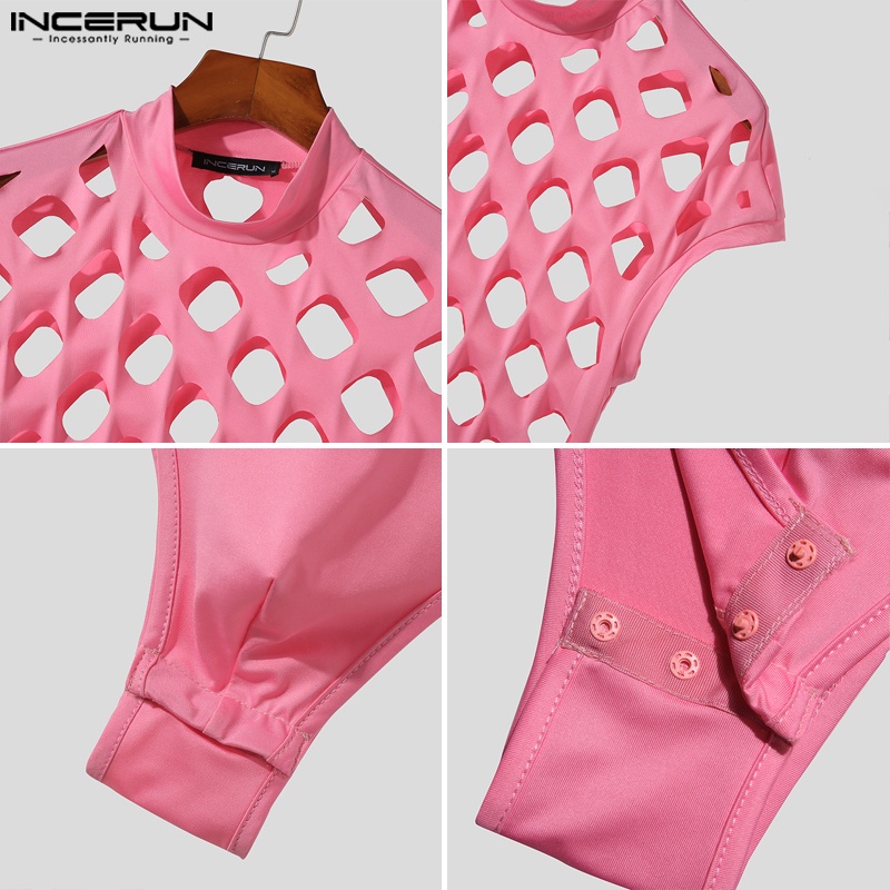 INCERUN Bộ Áo Liền Quần Sát Nách Cổ Cao Khoét Lỗ Cá Tính Cho Nam