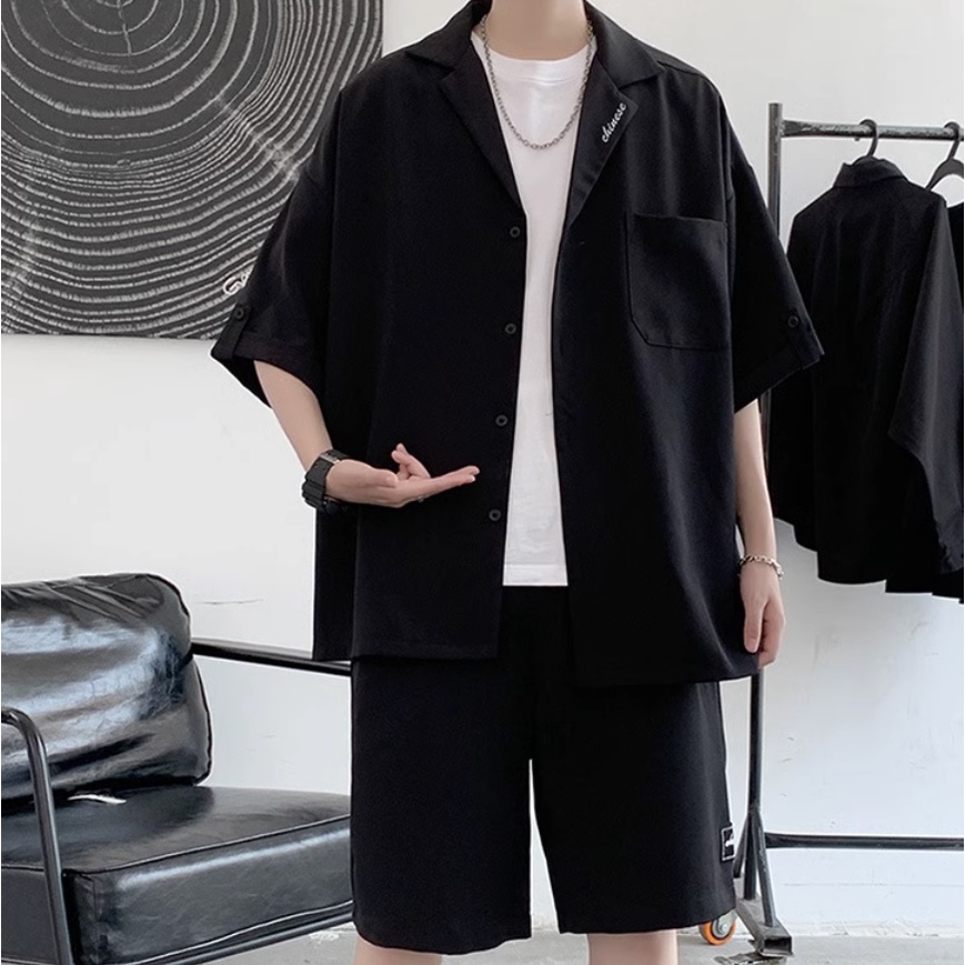 Set Áo Sơ Mi Ngắn Tay Và Quần Short Thời Trang Mùa Hè Cho Nam