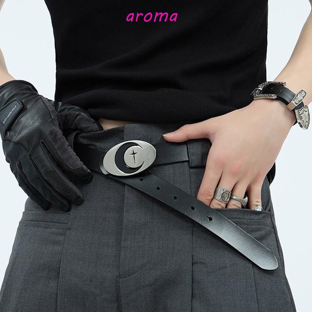 AROMA Thắt Lưng Da PU Khóa Kim Loại Hình Ngôi Sao Phong Cách Vintage