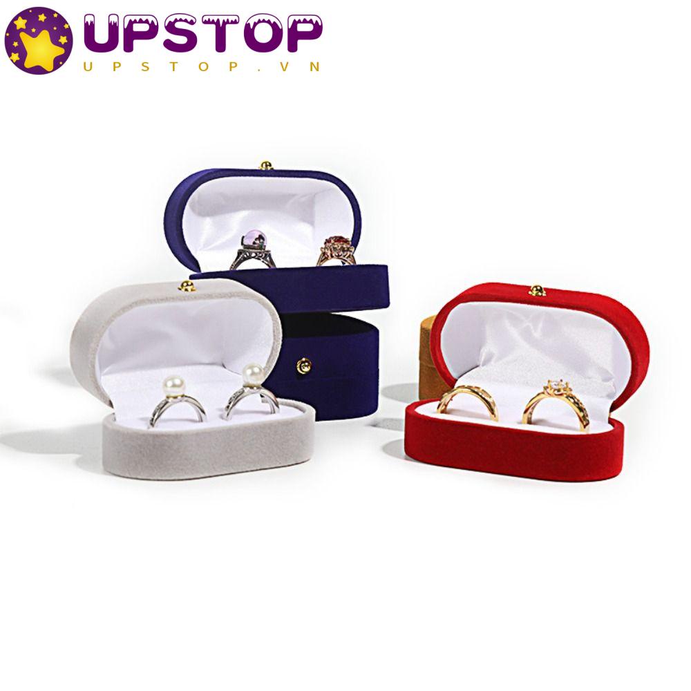 UPSTOPVN Hộp Đựng Trang Sức Bằng Nhung Hình Oval Tinh Tế Cho Cặp Đôi