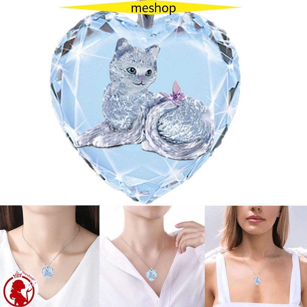 ME Vòng cổ Mặt Kính Hình Mèo Dễ Thương