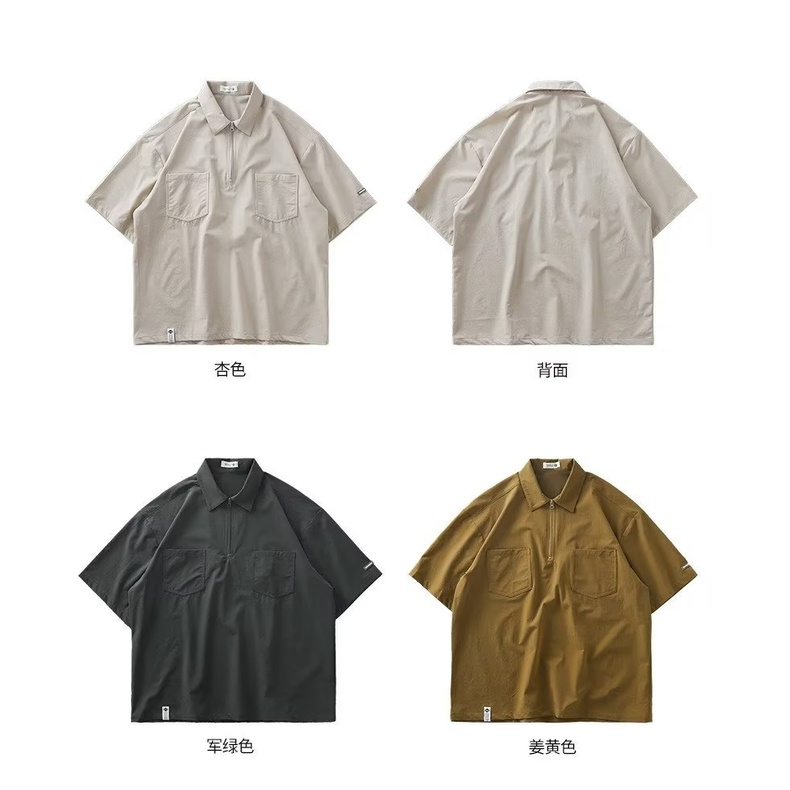 Áo Thun Polo Ngắn Tay Plus Size Màu Trơn Phong Cách Vintage Mỹ Cho Nam