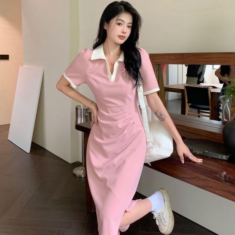 COZOK Đầm Ngắn Tay Cổ Chữ V Thời Trang Xinh Xắn Cá Tính Cho Nữ