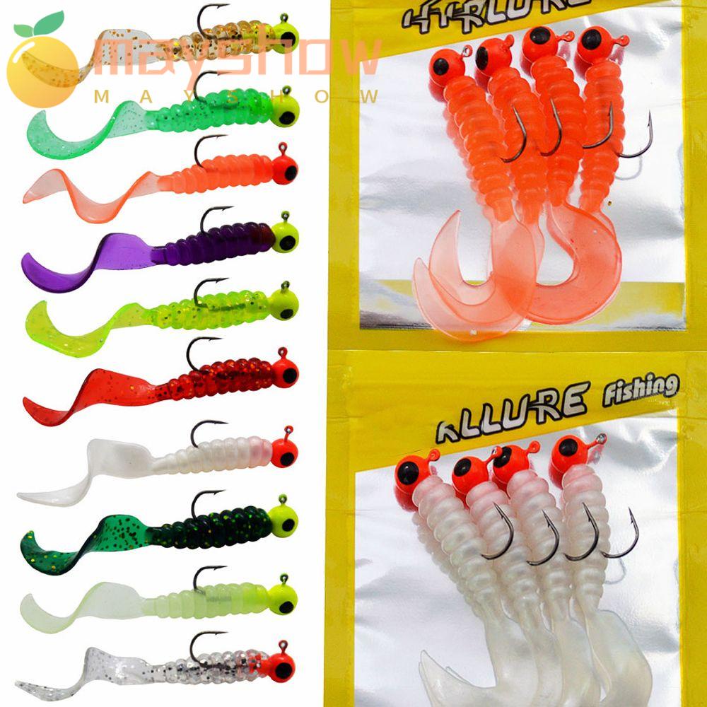 MAYSHOW Set 4 Mồi Giả Nhử Cá Mềm 3.5g Gắn Kèm Móc Câu Tiện Dụng