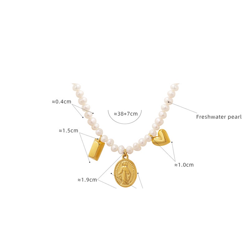 Vòng cổ Mặt Hình Trái Tim Đính Ngọc Trai Phong Cách Pháp