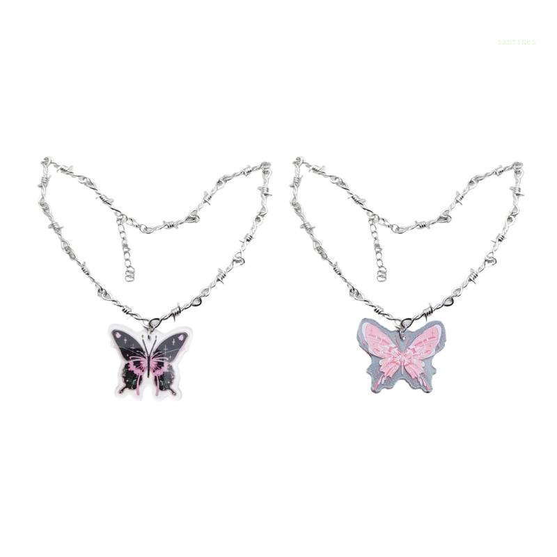 Vòng Cổ Choker Mặt Hình Bướm Bắt Mắt Thanh Lịch