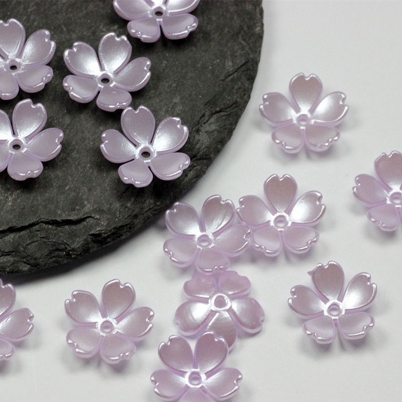 Set 100 Hạt Xỏ Lỗ Hình Hoa Anh Đào Bằng Nhựa Acrylic 15mm Dùng Làm Trang Sức DIY