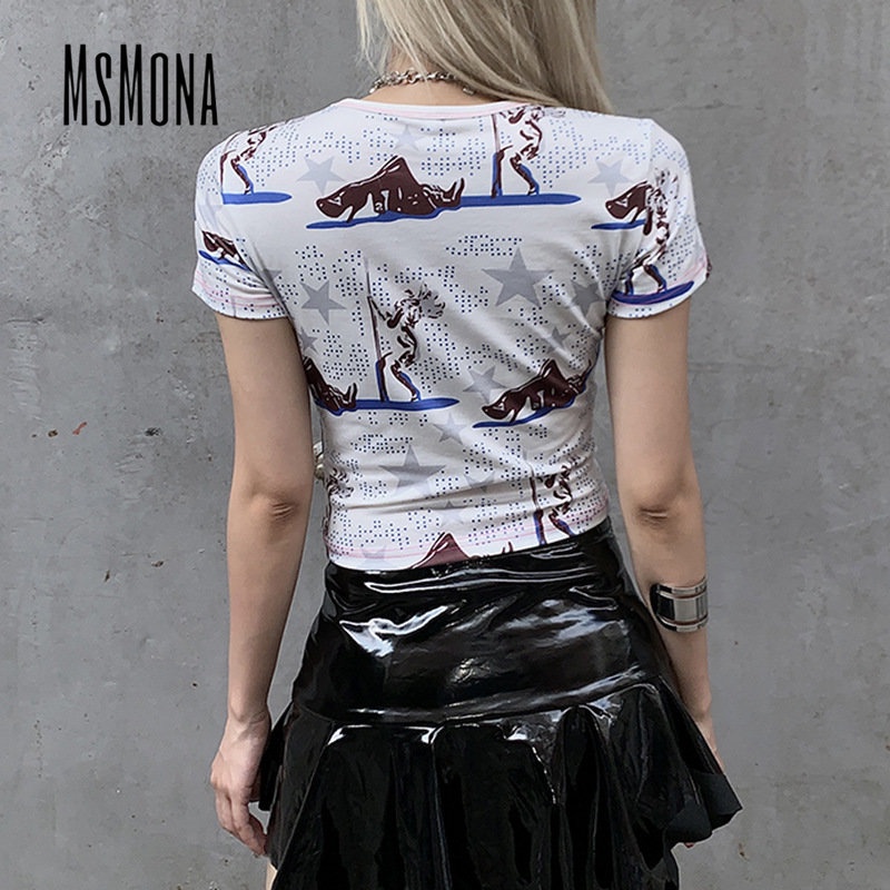 Áo Thun Ngắn Tay Cổ Tròn Màu Trơn Họa Tiết Hoa Thời Trang 2023 Cho Nữ