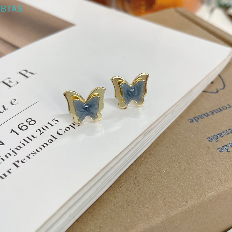 Bông Tai Hai Lớp Hình Bướm Đơn Giản Thời Trang