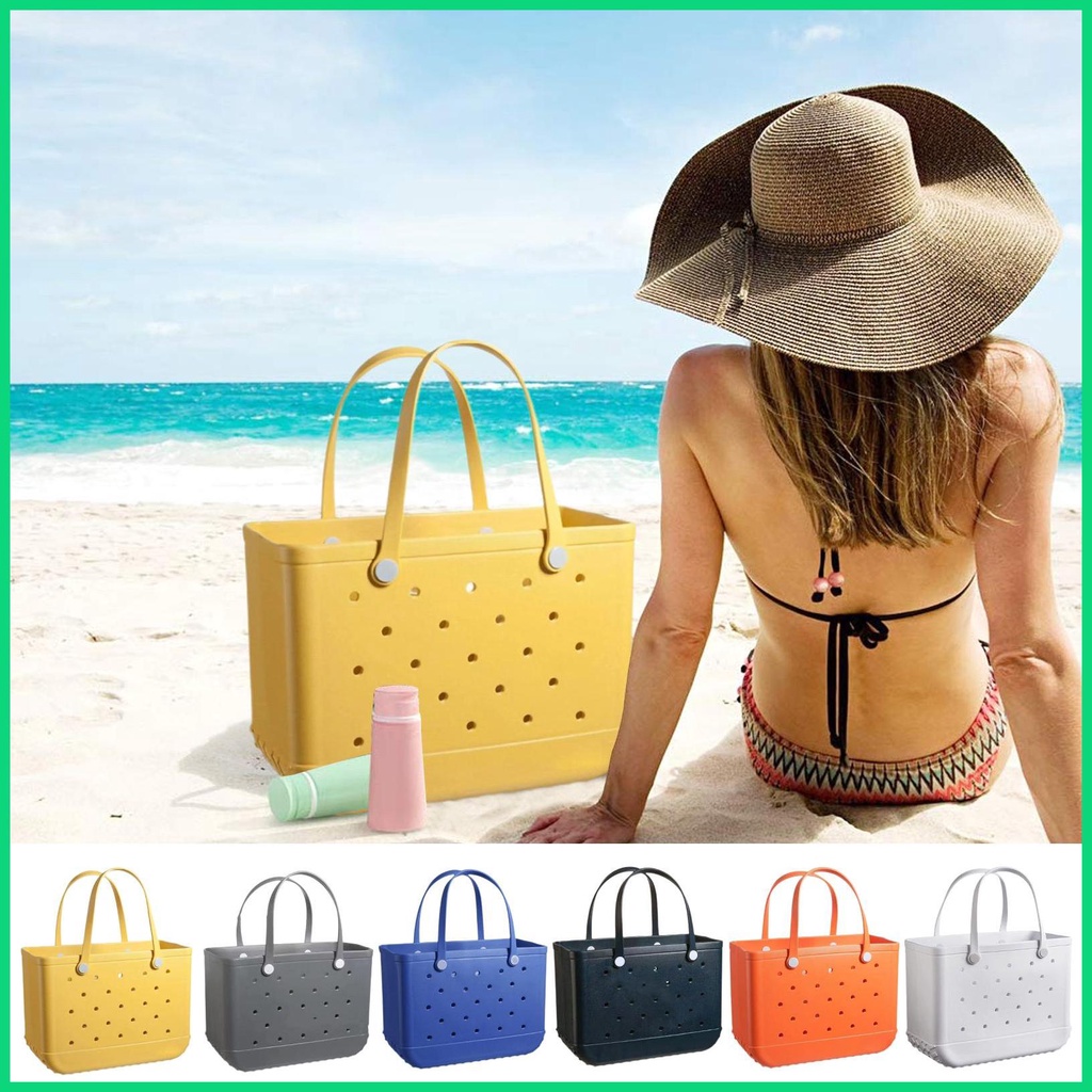 Túi Tote Cao Su Đi Biển / Tập Gym / Bơi Lội Cỡ Lớn Chống Thấm Nước Có Lỗ Thời Trang Cho Nữ