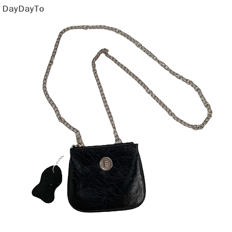 Túi Đeo Chéo Mini Bằng Da PU Màu Đen / Bạc Có Khóa Kéo Thời Trang Cho Nữ