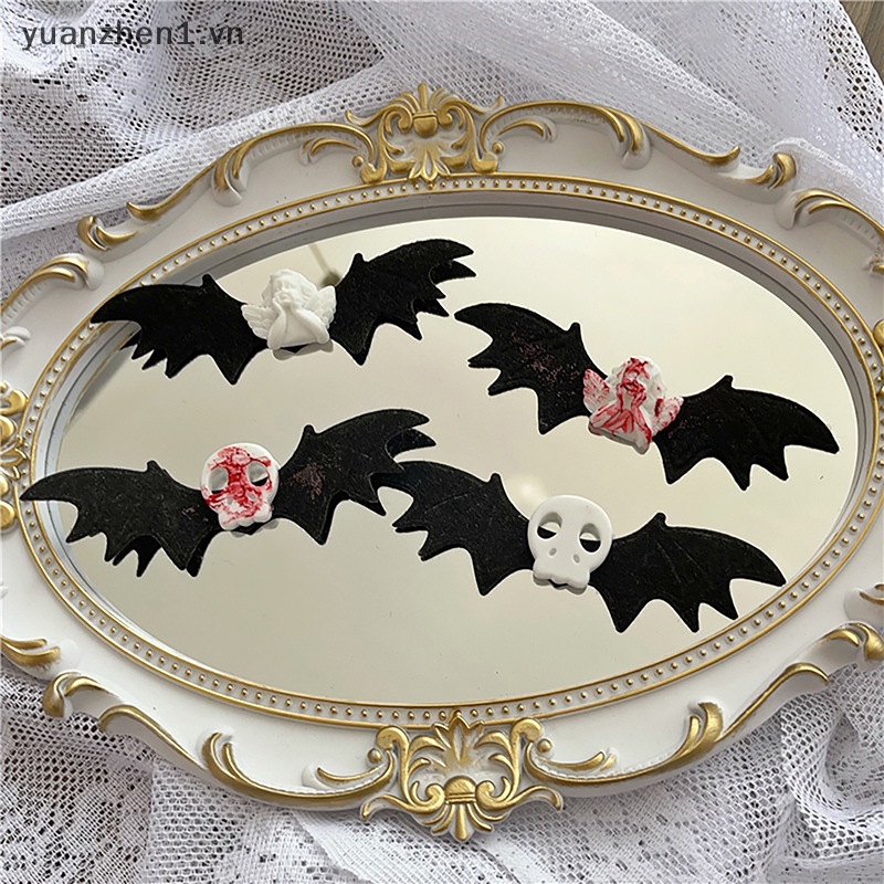 Kẹp Tóc Hình Đầu Lâu / Dơi / Thiên Thần Phong Cách Gothic Sáng Tạo Cho Dịp Halloween