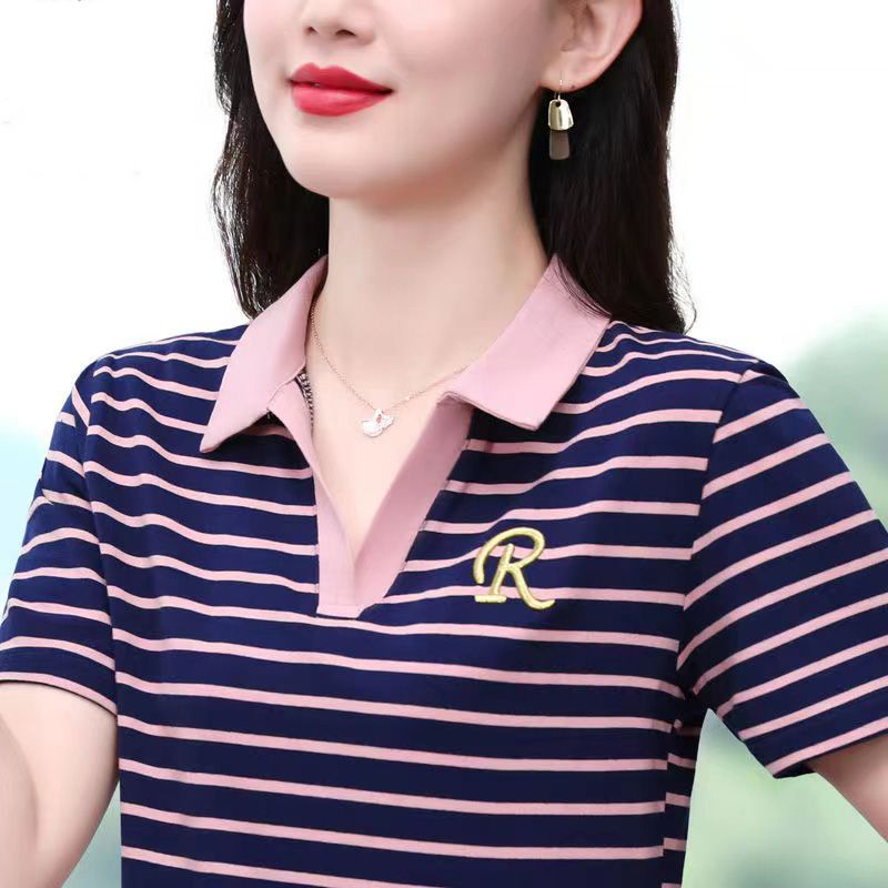 Áo Thun Ngắn Tay Thời Trang Mùa Hè Cho Phụ Nữ Trung Niên