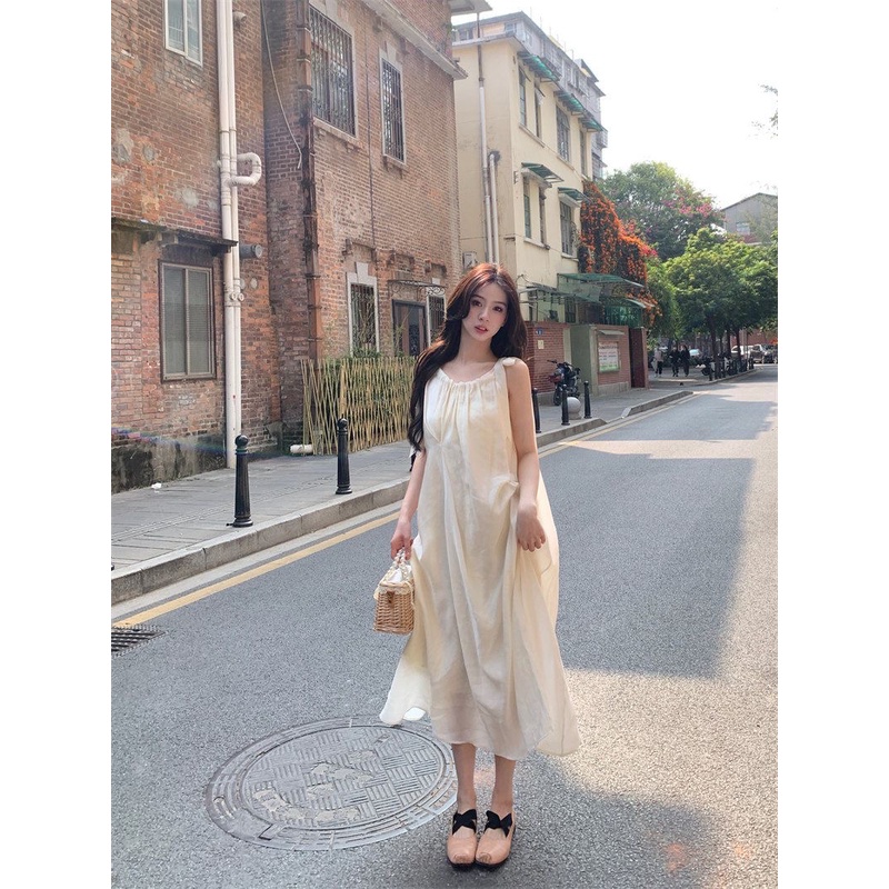 Đầm Hai Dây Dáng Dài Rộng Thời Trang Đi Biển Mùa Hè 2023