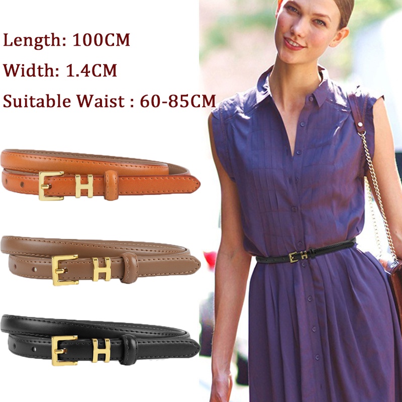 Thắt Lưng Nữ Da Thật Chính Hãng Thắt Lưng Mỏng H Khóa Thiết Kế Thắt Lưng Thời Trang Da Bò Nhỏ Thắt Lưng Trang Trí Đầm Da Thật Chính Hãng
