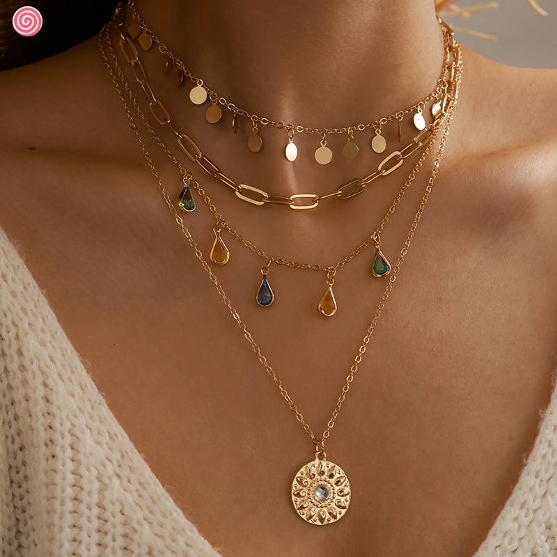 Vòng cổ Nhiều Lớp Mạ Vàng Tua Rua Thời Trang Mùa Hè Mới Cho Nữ