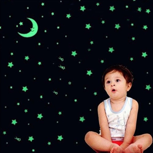 Set 100 Miếng Dán Tường Hình Ngôi Sao Dạ Quang Trang Trí Phòng Bé DIY