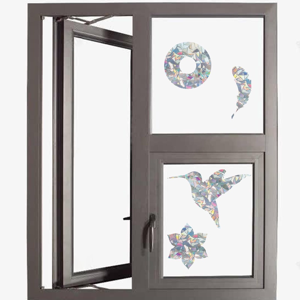 Bộ 2 Tấm Đề Can Dán Cửa Kính Hình Lông Vũ / Chim Ruồi / Lá / Lông Vũ Độc Đáo Trang Trí Phòng Khách