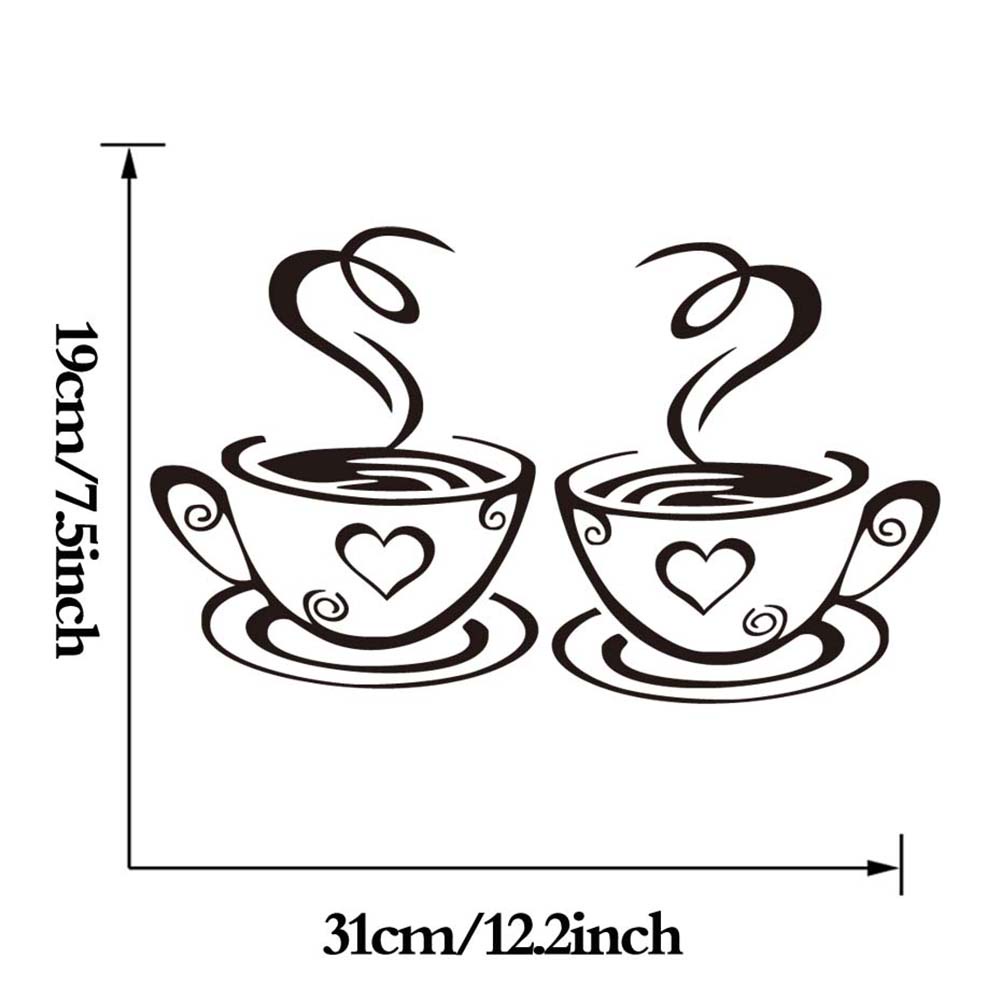 Miếng Dán Tường Trang Trí Hình Tách Cà Phê / Trái Tim Nghệ Thuật Tháo Rời Được Dành Cho Nhà