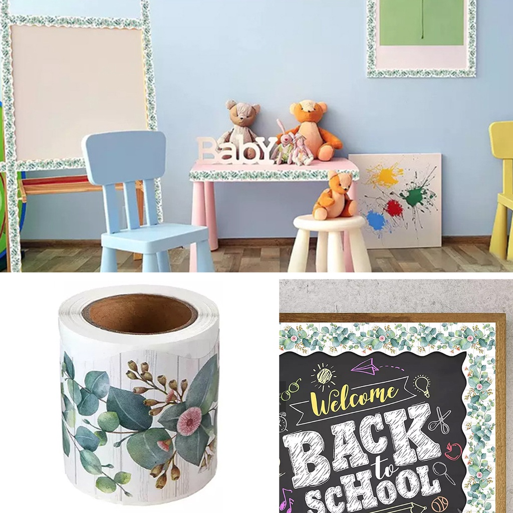 1 Cuộn 5M Sticker Dán Tường Chống Thấm Nước Hình Hoa Lá Bạch Đàn