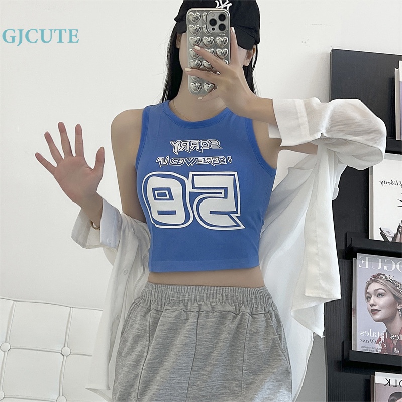 Áo Thun Không Tay Cổ Tròn In Chữ Thời Trang Mùa Hè Dễ Thương Cho Nữ