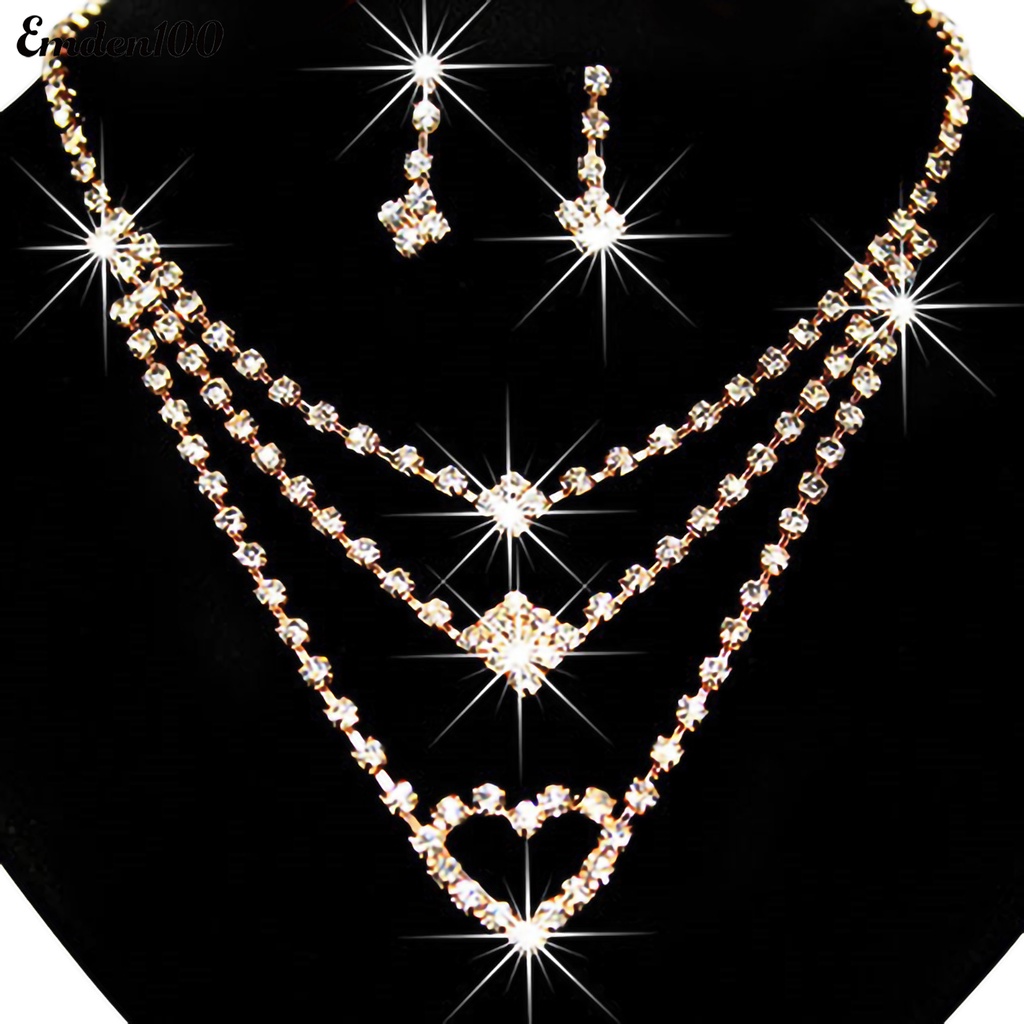 Bộ Trang Sức Vòng cổ / Bông Tai Hình Vuông / Trái Tim Tinh Tế Cho Đám Cưới