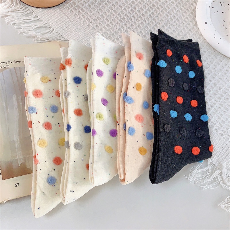 Vớ Cổ Vừa Họa Tiết Chấm Bi Ba Chiều Đơn Giản Thời Trang Xuân Hè Dành Cho Nữ