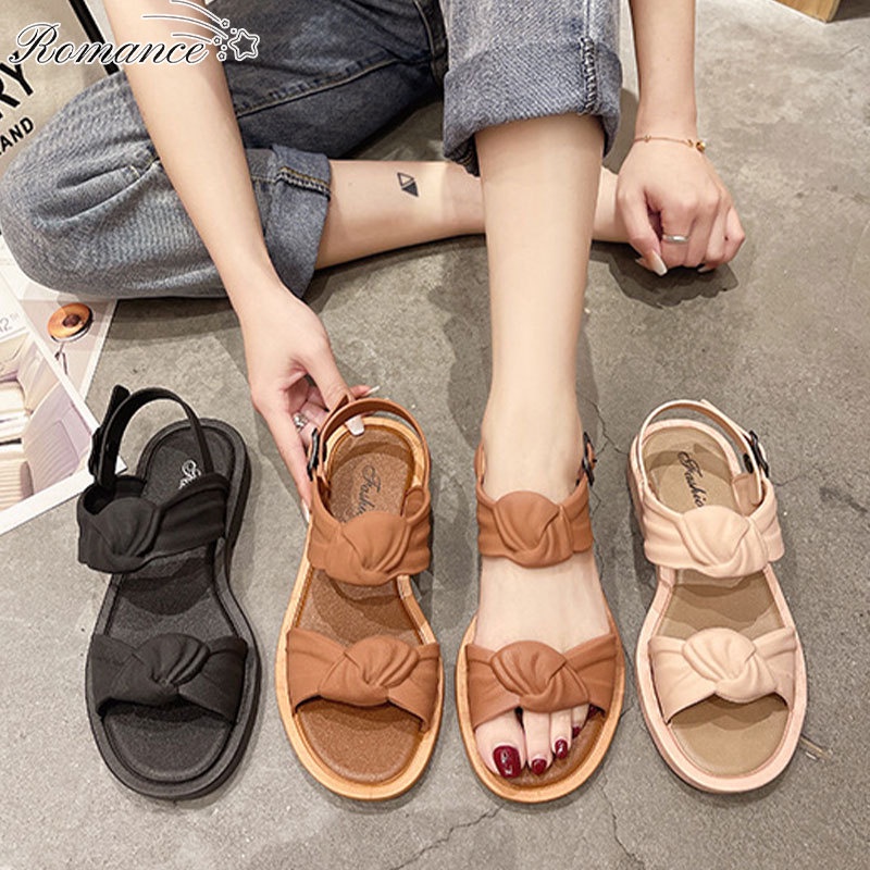 Xăng đan Hở Ngón Đế Phẳng Mùa Hè Phong Cách Hàn Quốc Mới Cho Nữ