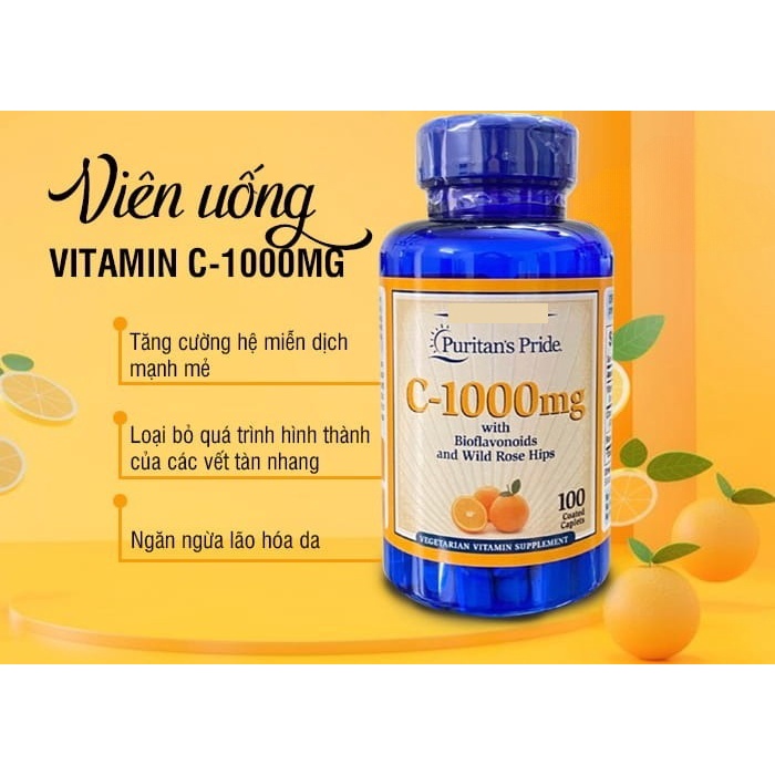 Vitamin C Healthy Care puritan's pride 1000mg tăng đề kháng hộp 100 viên Extate Official Mall