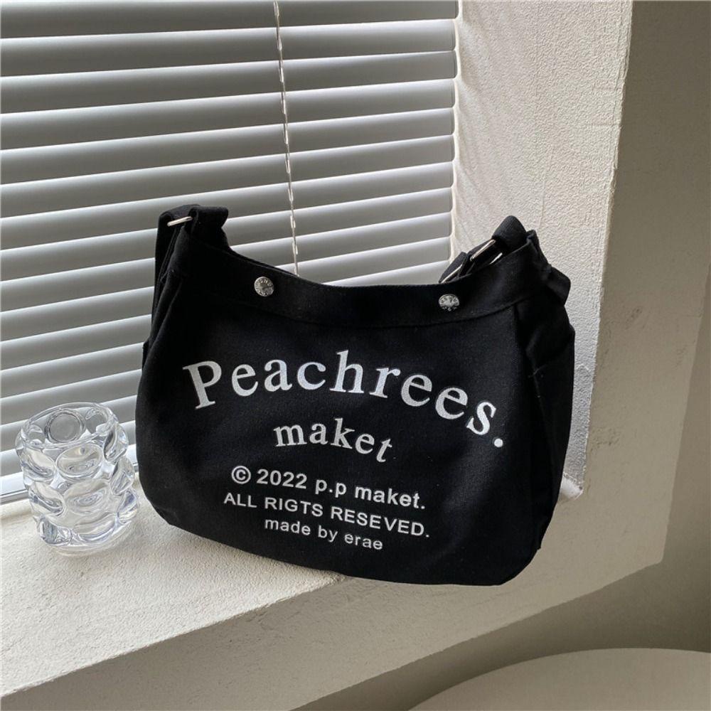 LOMBARD Túi Đeo Vai / Đeo Chéo / Đeo Dưới Cánh Tay Vải Canvas In Chữ Sức Chứa Lớn Thời Trang Cho Học Sinh